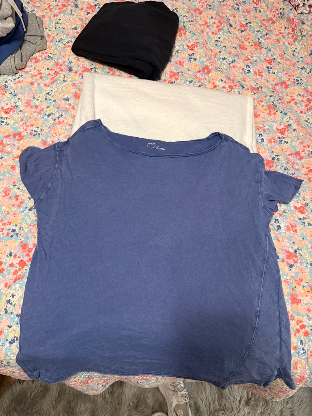 Blue Girls' Short Sleeve Tee - Soft Everyday off the shoulder top